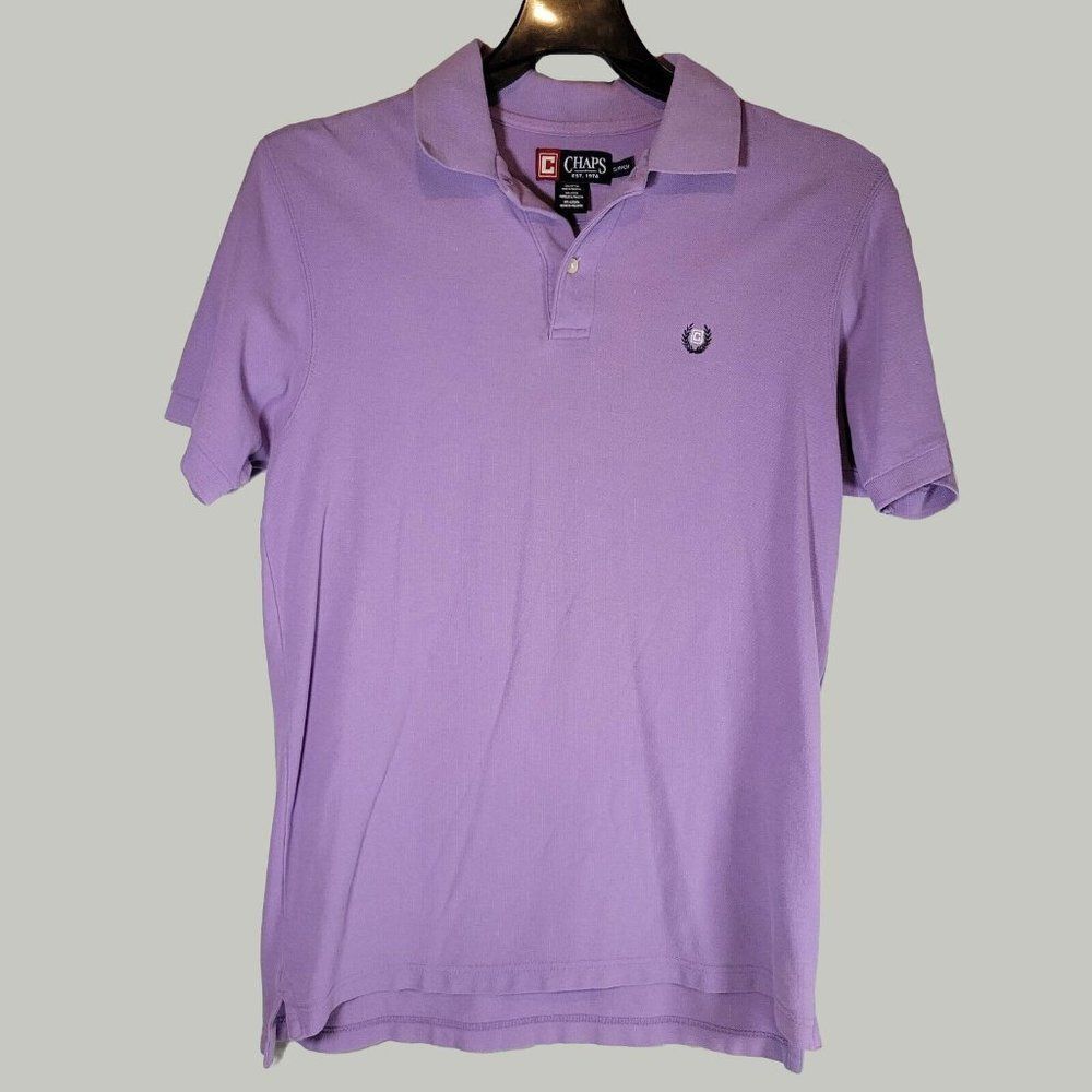 Chaps Mens Polo Shirt  Purple Short Sleeve Size S Vintage